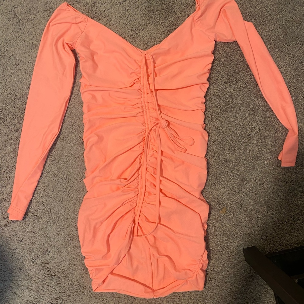 tiger mist orange mini dress long sleeve